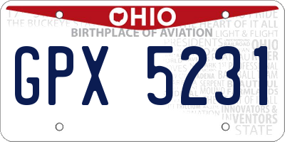 OH license plate GPX5231