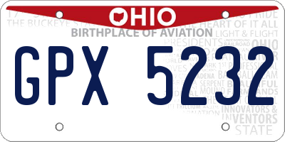 OH license plate GPX5232