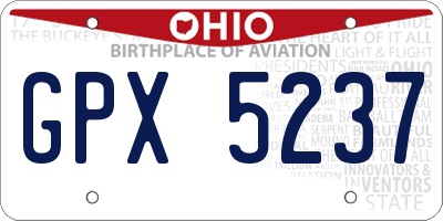 OH license plate GPX5237