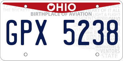 OH license plate GPX5238