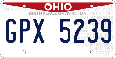 OH license plate GPX5239