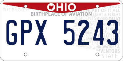 OH license plate GPX5243