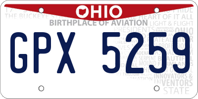 OH license plate GPX5259