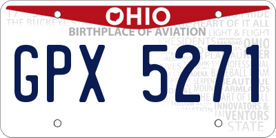 OH license plate GPX5271