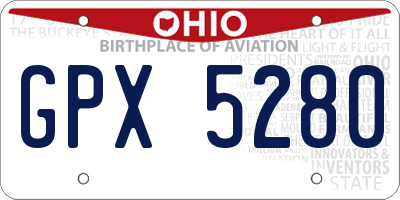 OH license plate GPX5280