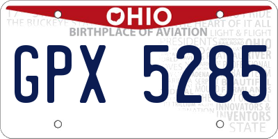 OH license plate GPX5285