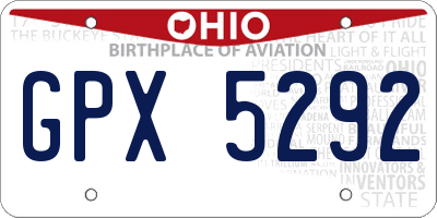 OH license plate GPX5292