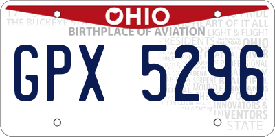 OH license plate GPX5296