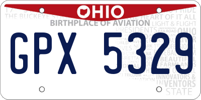 OH license plate GPX5329