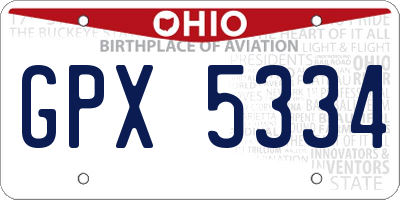 OH license plate GPX5334