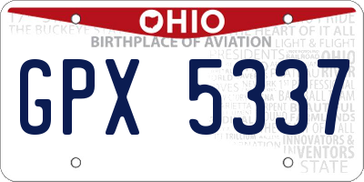 OH license plate GPX5337