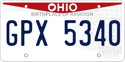 OH license plate GPX5340