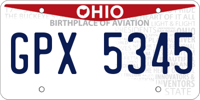 OH license plate GPX5345