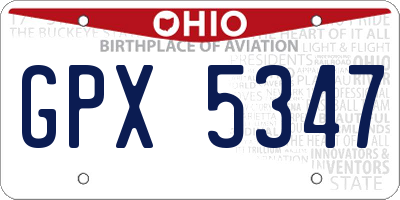 OH license plate GPX5347
