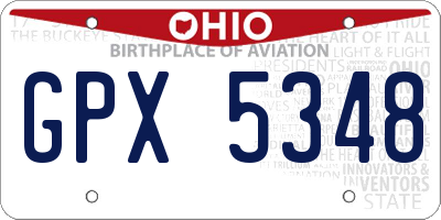 OH license plate GPX5348