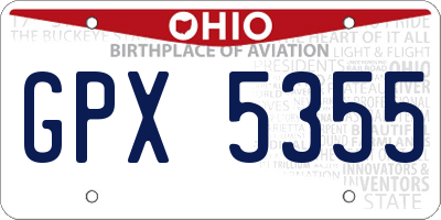 OH license plate GPX5355