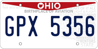 OH license plate GPX5356