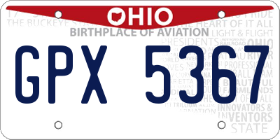 OH license plate GPX5367