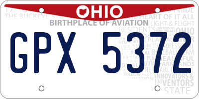OH license plate GPX5372