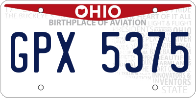 OH license plate GPX5375