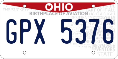 OH license plate GPX5376