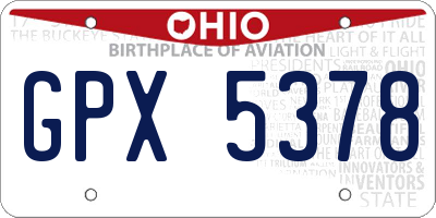 OH license plate GPX5378