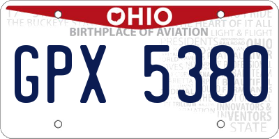 OH license plate GPX5380