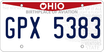 OH license plate GPX5383
