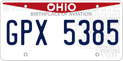 OH license plate GPX5385