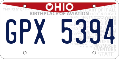 OH license plate GPX5394