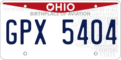 OH license plate GPX5404