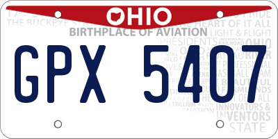 OH license plate GPX5407