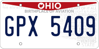 OH license plate GPX5409