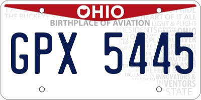 OH license plate GPX5445