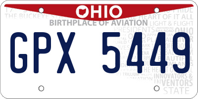 OH license plate GPX5449