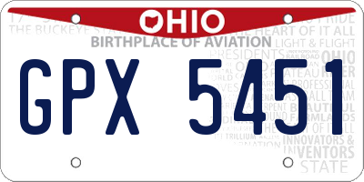 OH license plate GPX5451