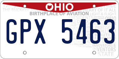 OH license plate GPX5463