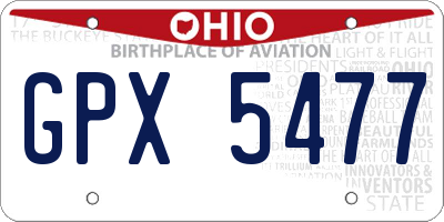 OH license plate GPX5477