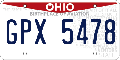 OH license plate GPX5478
