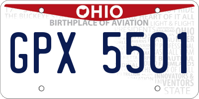 OH license plate GPX5501
