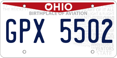 OH license plate GPX5502