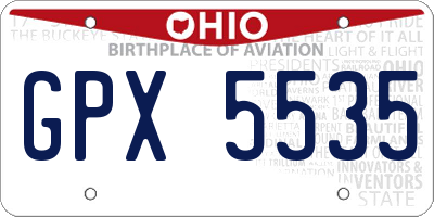 OH license plate GPX5535