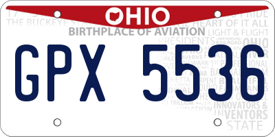 OH license plate GPX5536
