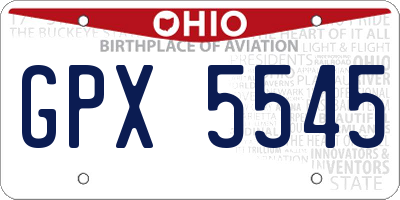 OH license plate GPX5545