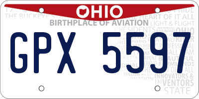 OH license plate GPX5597