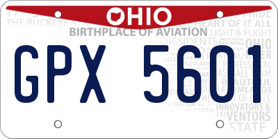 OH license plate GPX5601