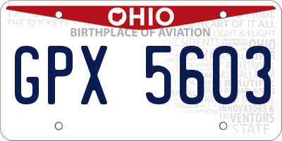 OH license plate GPX5603
