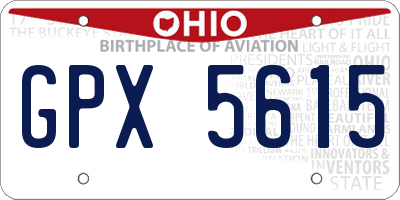 OH license plate GPX5615