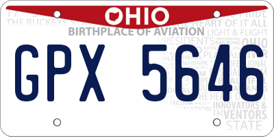 OH license plate GPX5646