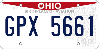 OH license plate GPX5661